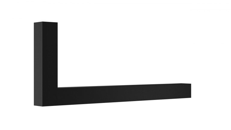 Garderobenbügel L-Form Vierkant 25x25mm in schwarz matt