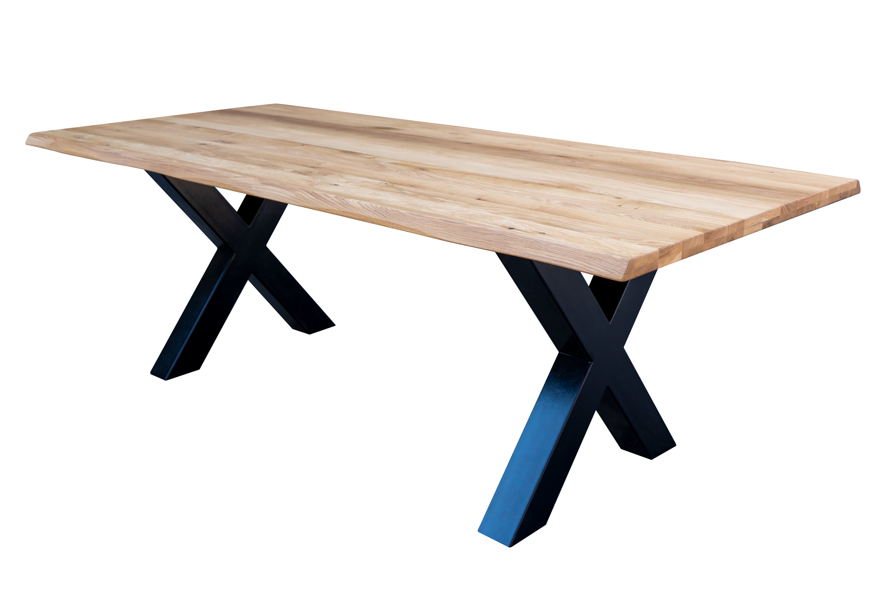 Eiche Massivholztisch mit Tischbeinen X-Form X-Gestell natur
