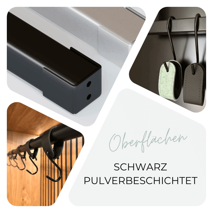 Oberflächen schwarz pulverbeschichtet