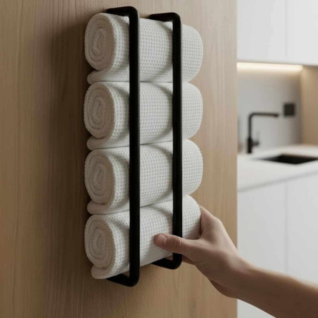 Handtuchhalter schwarz für Gästehandtücher