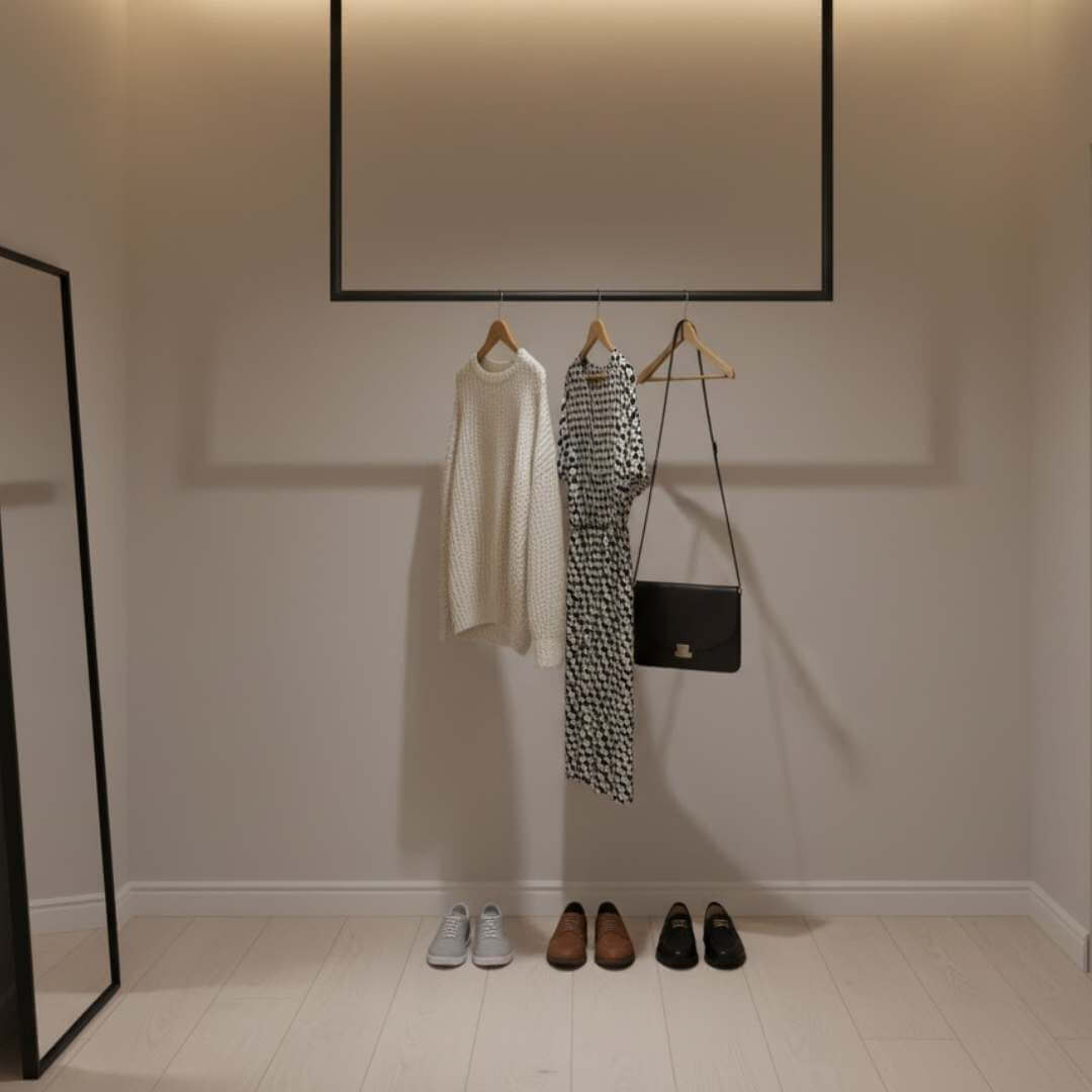 Deckenkleiderstange für Garderobe schwarz Metall