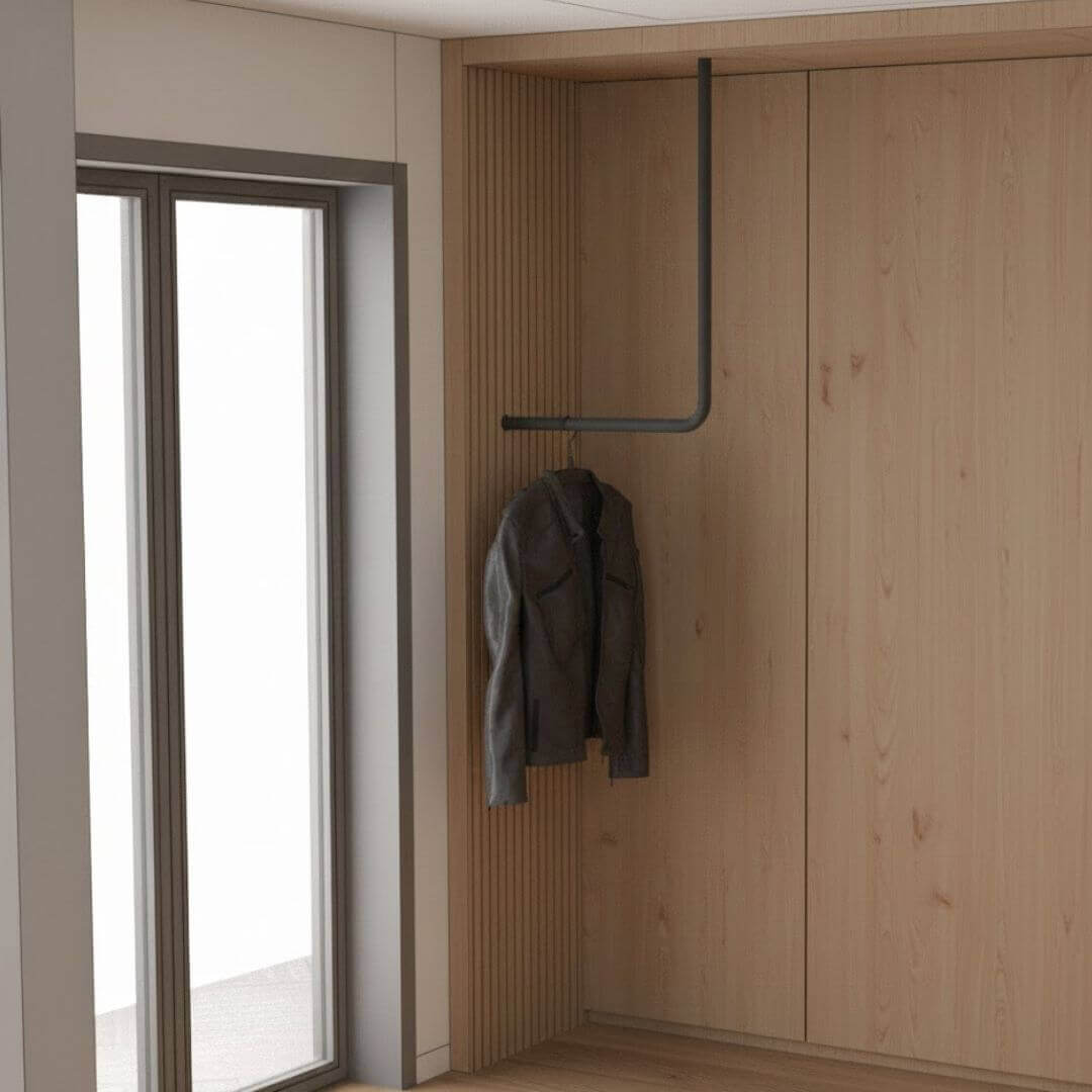 Kleiderstange für die Ecke auf Maß schwarz