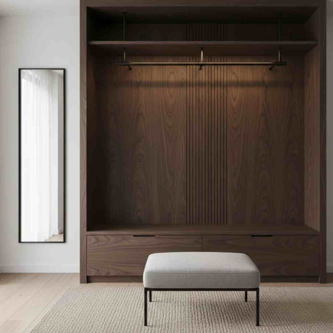 Wandgarderobe Edelstahl in schrank eingebaut