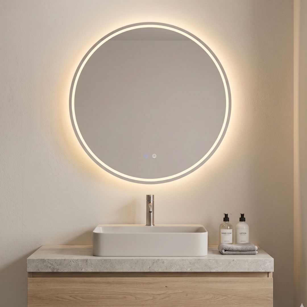 Spiegel rund Ø 80 cm | 60 cm mit LED-Beleuchtung & Spiegelheizung